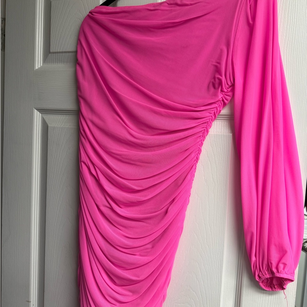 Amazon Pink One-Shoulder Mini Dress